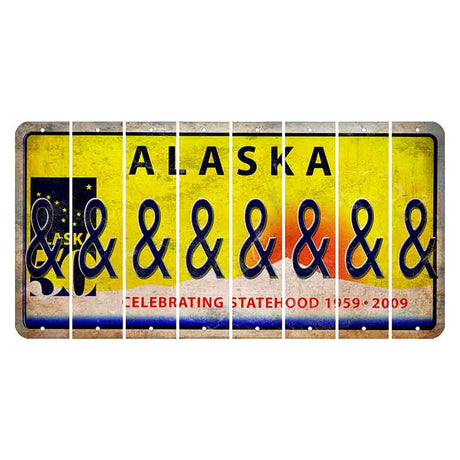 Alaska 50 Year Statehood Cut License Plate Strips (Set of 8)