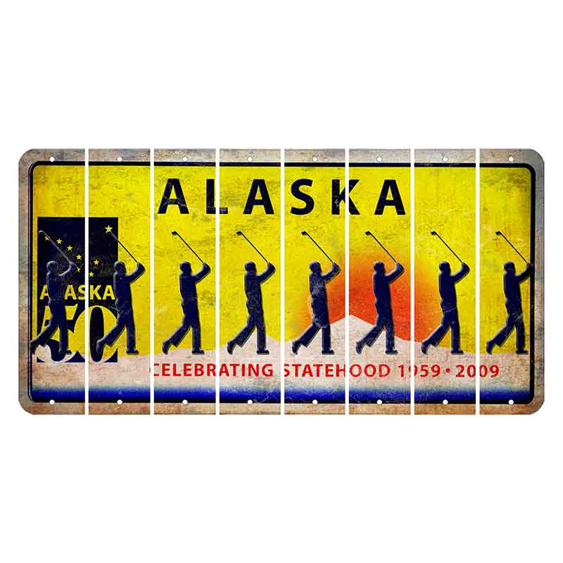 Alaska 50 Year Statehood Cut License Plate Strips (Set of 8)