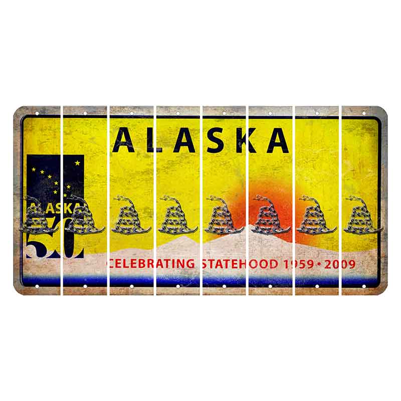 Alaska 50 Year Statehood Cut License Plate Strips (Set of 8) Gadsden