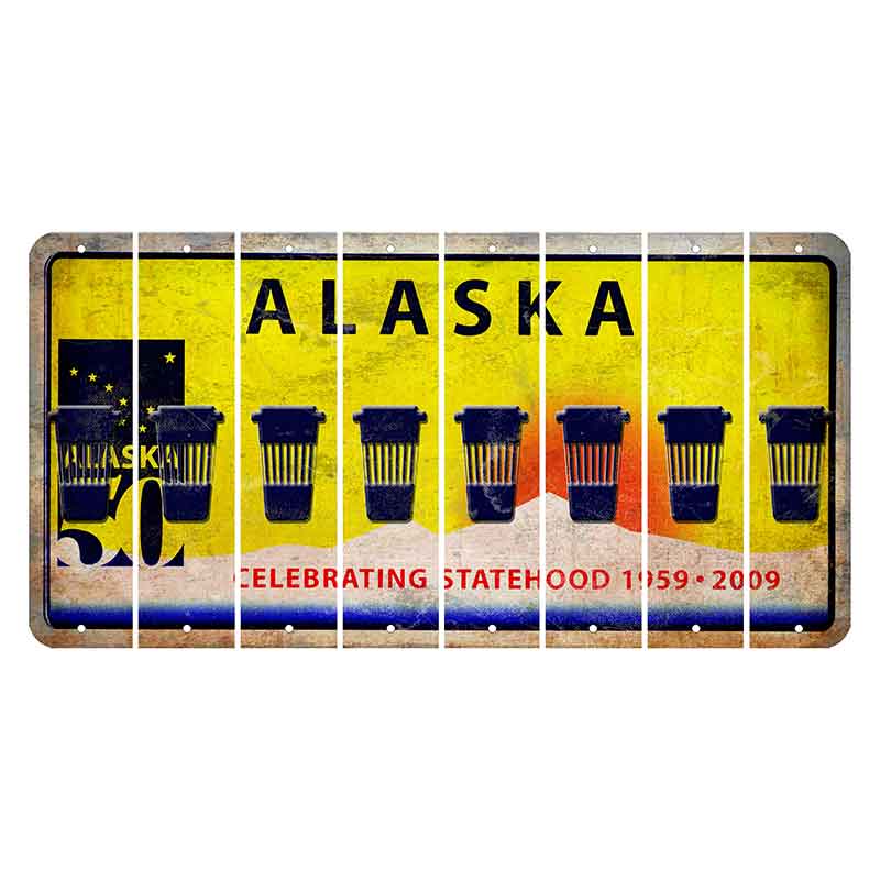 Alaska 50 Year Statehood Cut License Plate Strips (Set of 8)