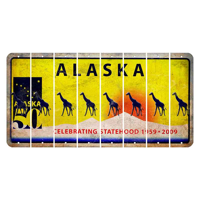 Alaska 50 Year Statehood Cut License Plate Strips (Set of 8) Giraffe