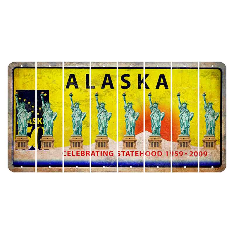 Alaska 50 Year Statehood Cut License Plate Strips (Set of 8)