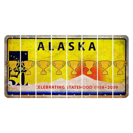 Alaska 50 Year Statehood Cut License Plate Strips (Set of 8)