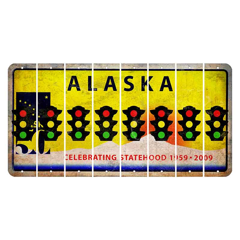 Alaska 50 Year Statehood Cut License Plate Strips (Set of 8)