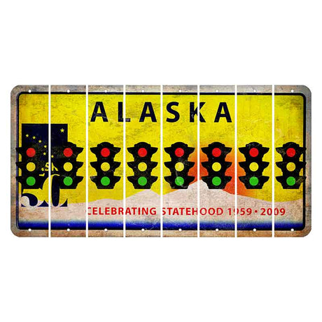 Alaska 50 Year Statehood Cut License Plate Strips (Set of 8)