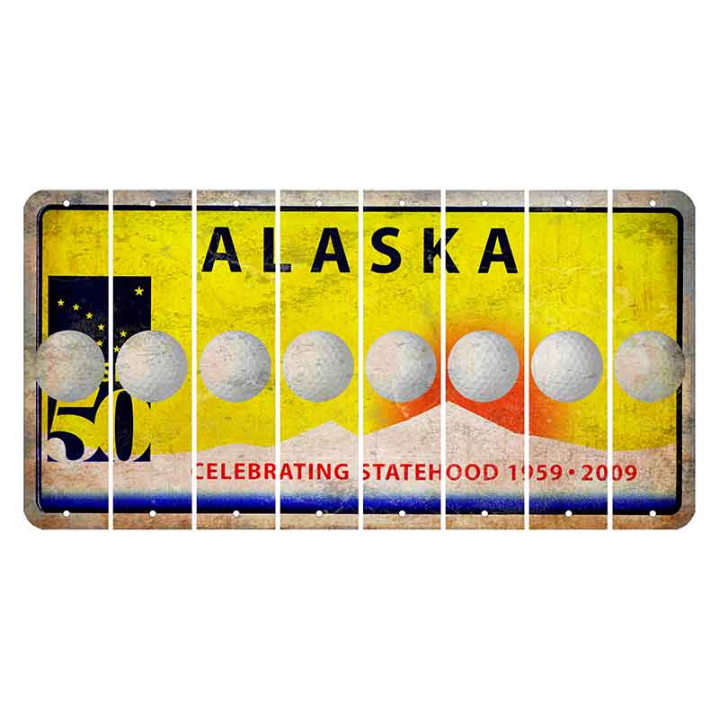 Alaska 50 Year Statehood Cut License Plate Strips (Set of 8)