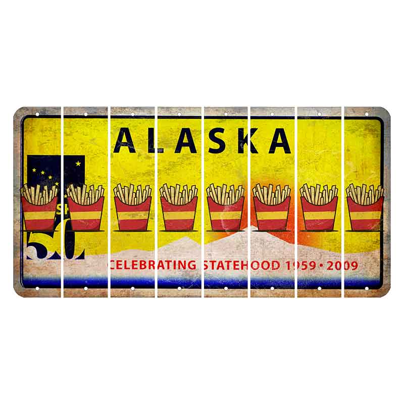 Alaska 50 Year Statehood Cut License Plate Strips (Set of 8) French Fries