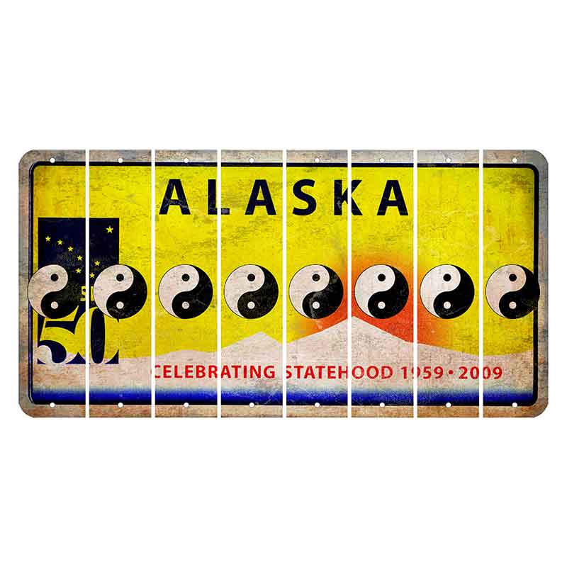 Alaska 50 Year Statehood Cut License Plate Strips (Set of 8)