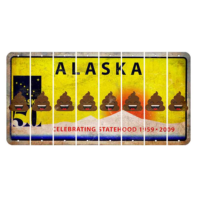 Alaska 50 Year Statehood Cut License Plate Strips (Set of 8)