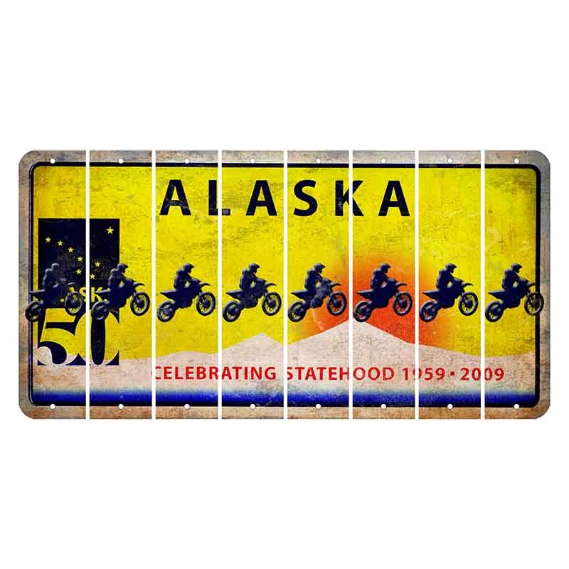 Alaska 50 Year Statehood Cut License Plate Strips (Set of 8)