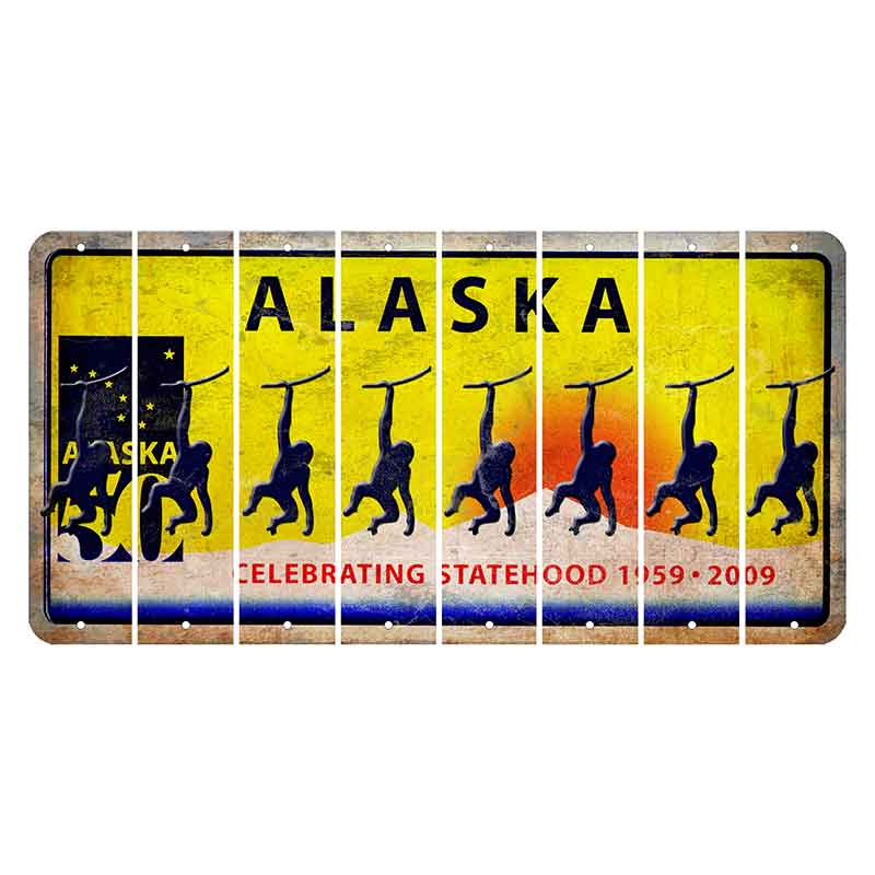 Alaska 50 Year Statehood Cut License Plate Strips (Set of 8)