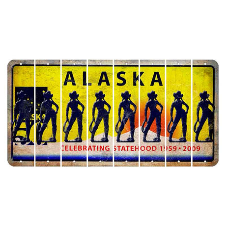 Alaska 50 Year Statehood Cut License Plate Strips (Set of 8)