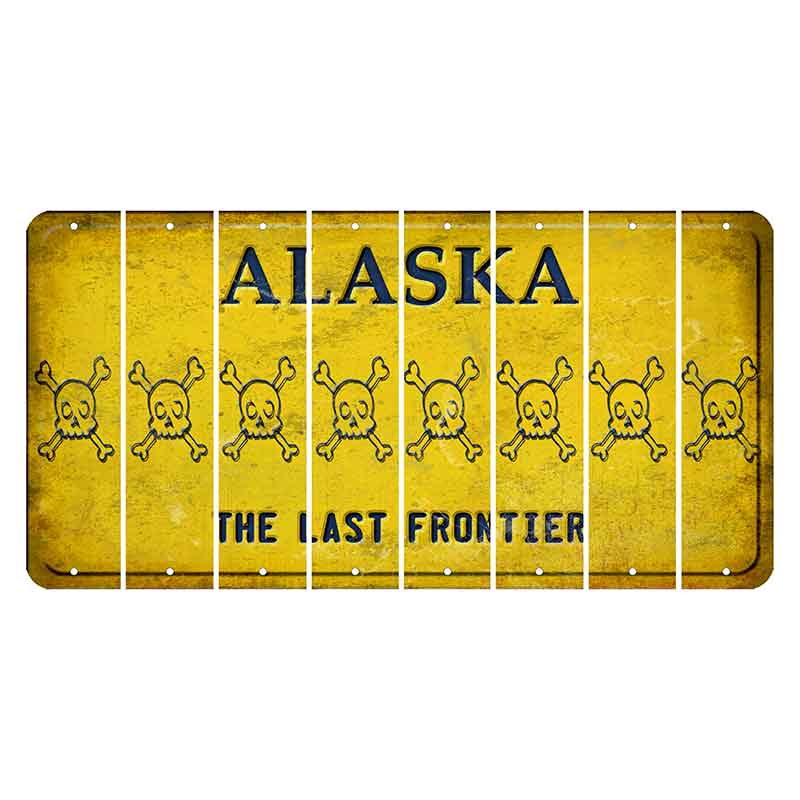 Alaska The Last Frontier Cut License Plate Strips (Set of 8) Skull & Bones