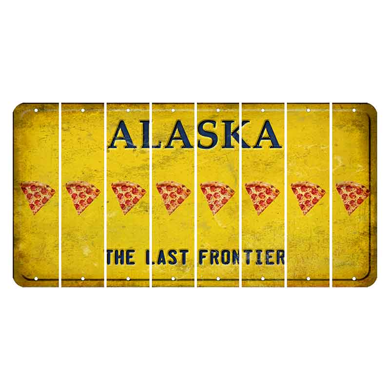 Alaska The Last Frontier Cut License Plate Strips (Set of 8) Pizza