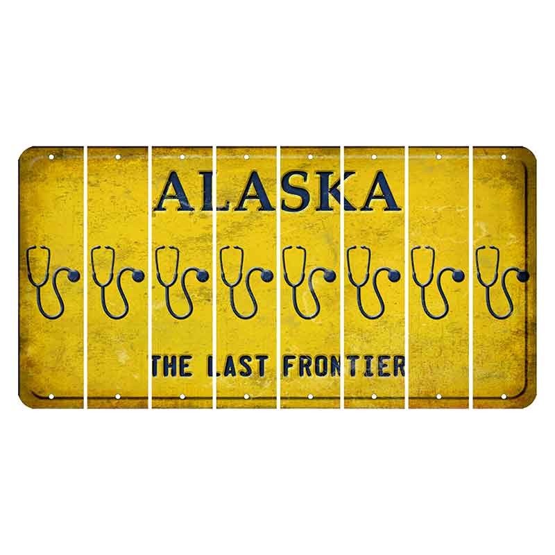 Alaska The Last Frontier Cut License Plate Strips (Set of 8) Stethoscope