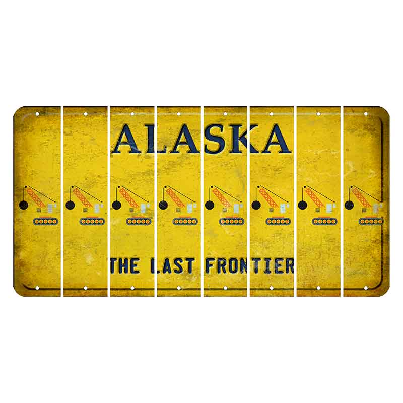 Alaska The Last Frontier Cut License Plate Strips (Set of 8) Wrecking Ball Crane