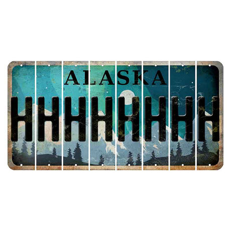 Alaska Northern Lights Cut License Plate Strips (Set of 8)