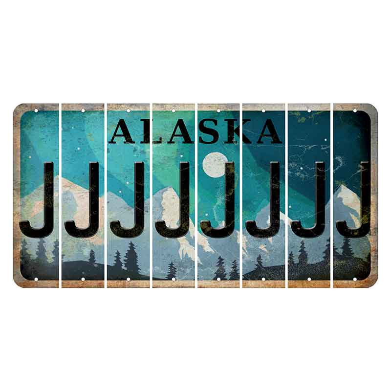 Alaska Northern Lights Cut License Plate Strips (Set of 8) J