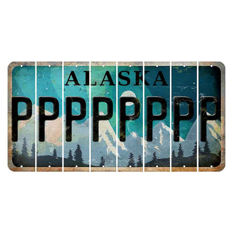 Alaska Northern Lights Cut License Plate Strips (Set of 8)