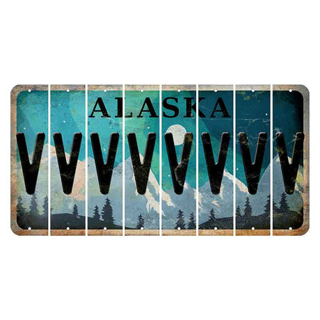 Alaska Northern Lights Cut License Plate Strips (Set of 8)