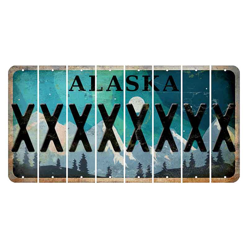 Alaska Northern Lights Cut License Plate Strips (Set of 8) X