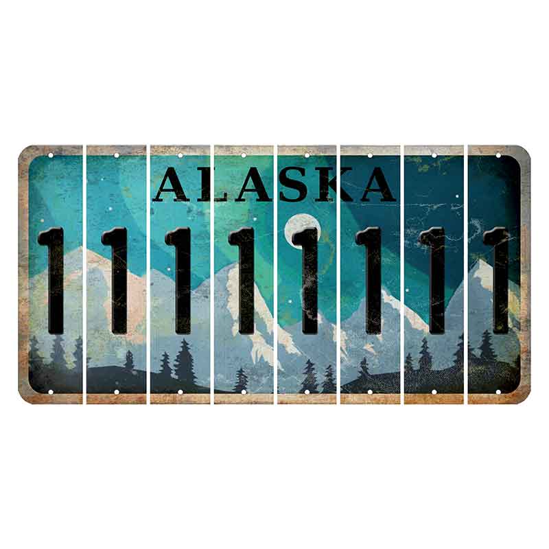 Alaska Northern Lights Cut License Plate Strips (Set of 8)