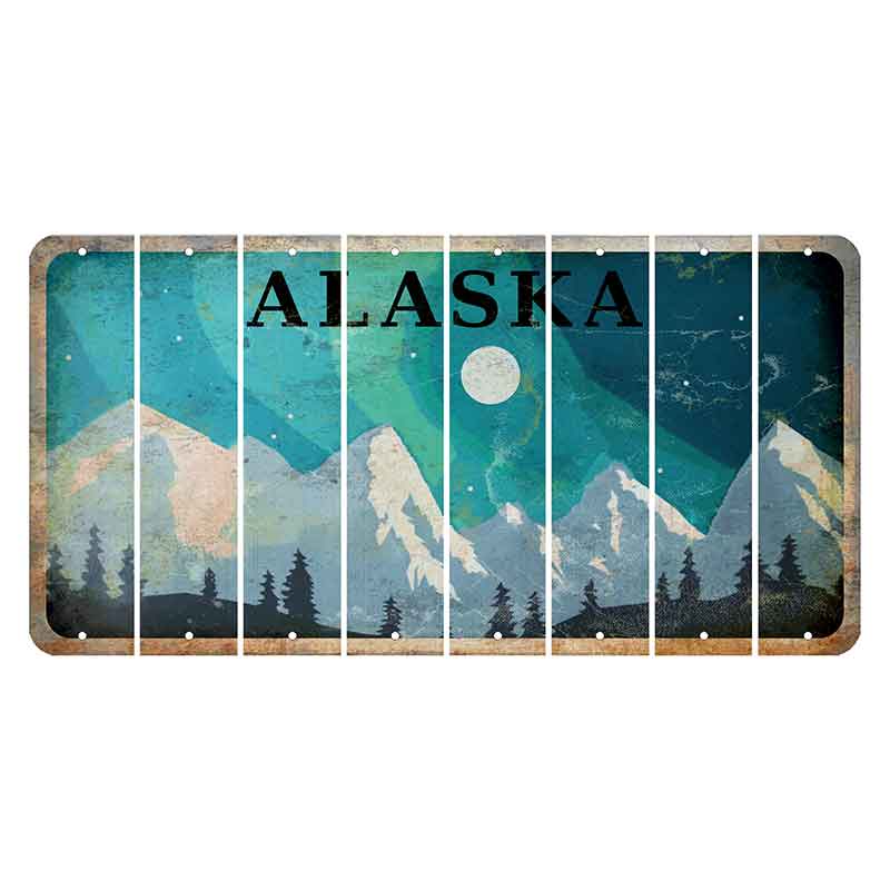 Alaska Northern Lights Cut License Plate Strips (Set of 8)