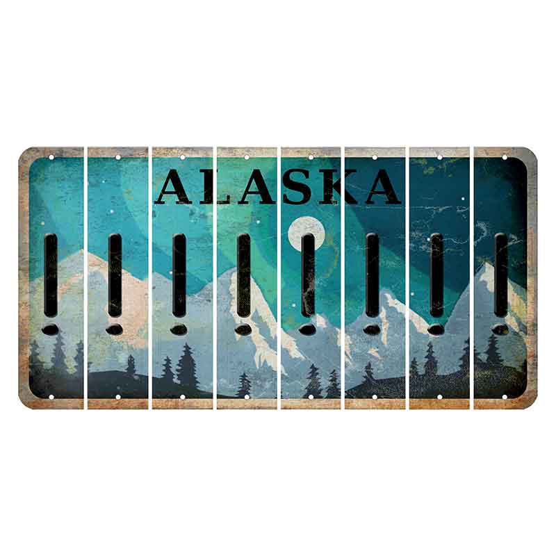 Alaska Northern Lights Cut License Plate Strips (Set of 8) Exclamation Point