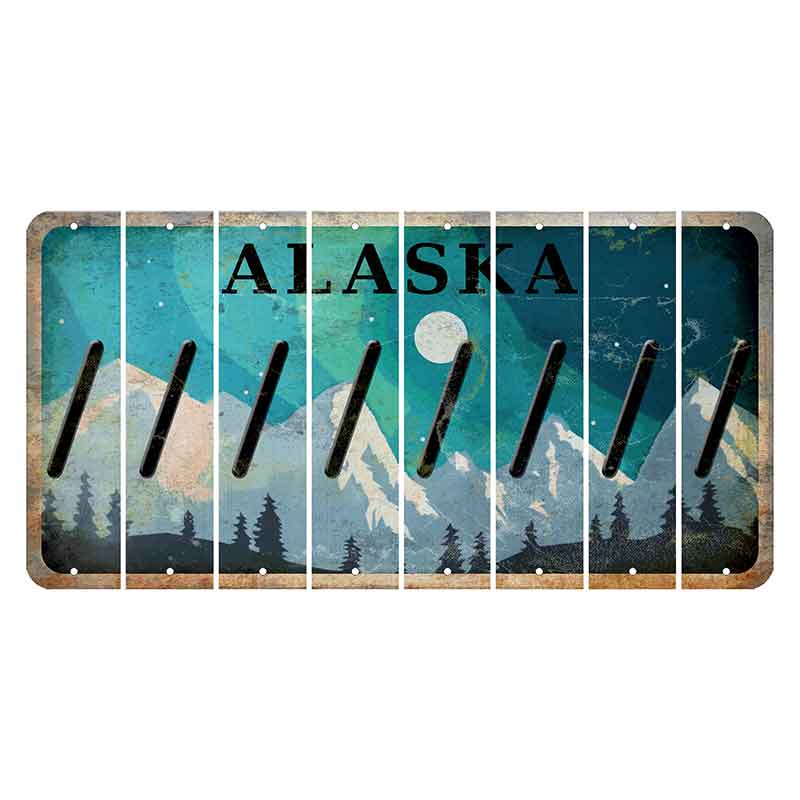 Alaska Northern Lights Cut License Plate Strips (Set of 8)