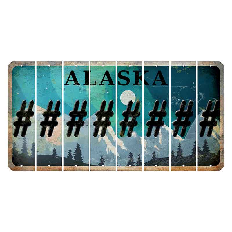 Alaska Northern Lights Cut License Plate Strips (Set of 8)