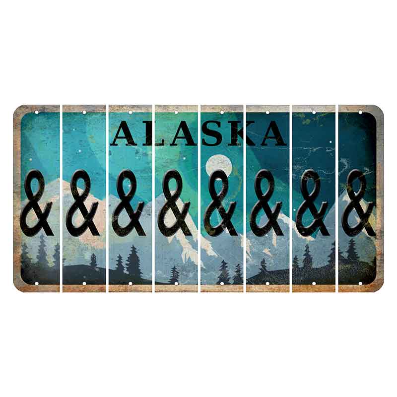 Alaska Northern Lights Cut License Plate Strips (Set of 8) And Sign
