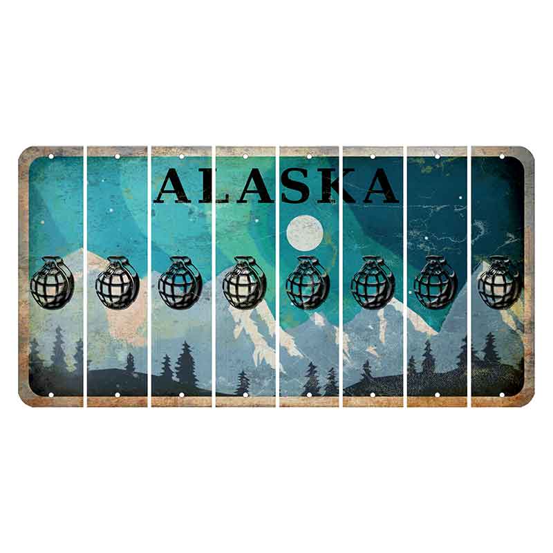 Alaska Northern Lights Cut License Plate Strips (Set of 8) Grenade
