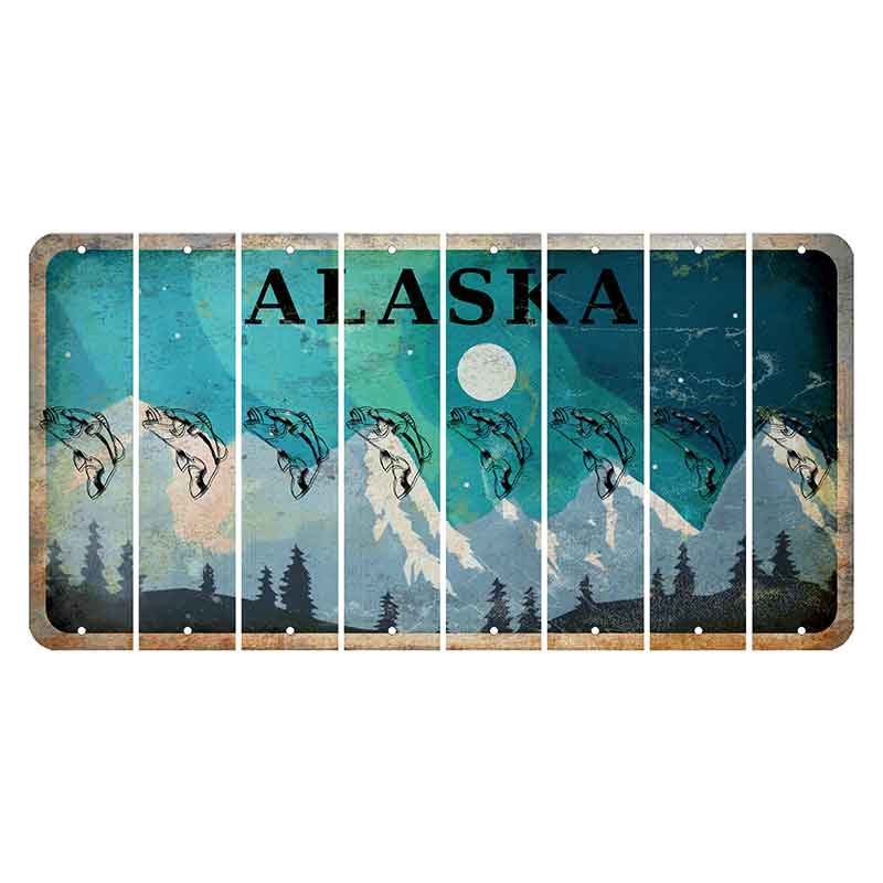 Alaska Northern Lights Cut License Plate Strips (Set of 8)