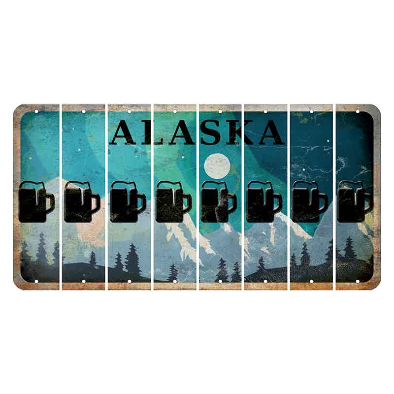 Alaska Northern Lights Cut License Plate Strips (Set of 8)