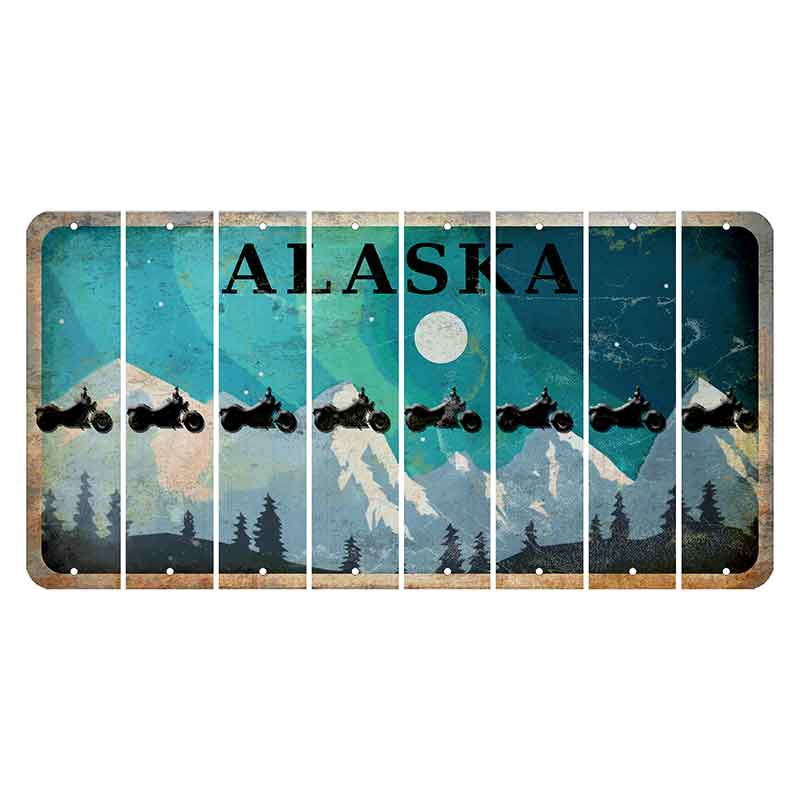 Alaska Northern Lights Cut License Plate Strips (Set of 8) Motorcycle