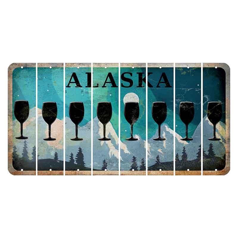 Alaska Northern Lights Cut License Plate Strips (Set of 8)