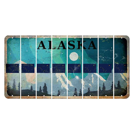 Alaska Northern Lights Cut License Plate Strips (Set of 8)