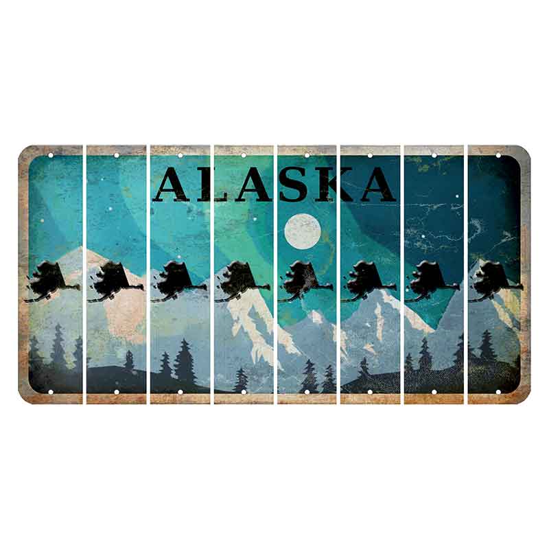 Alaska Northern Lights Cut License Plate Strips (Set of 8)