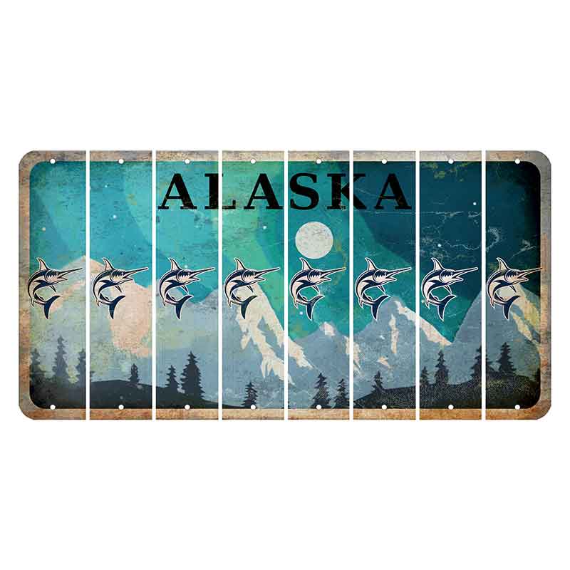 Alaska Northern Lights Cut License Plate Strips (Set of 8)