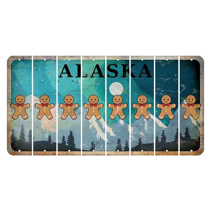 Alaska Northern Lights Cut License Plate Strips (Set of 8) Gingerbread Man