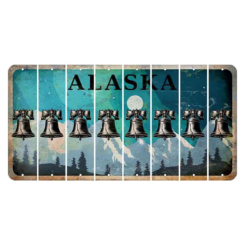 Alaska Northern Lights Cut License Plate Strips (Set of 8) Liberty Bell