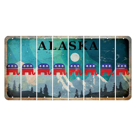 Alaska Northern Lights Cut License Plate Strips (Set of 8)