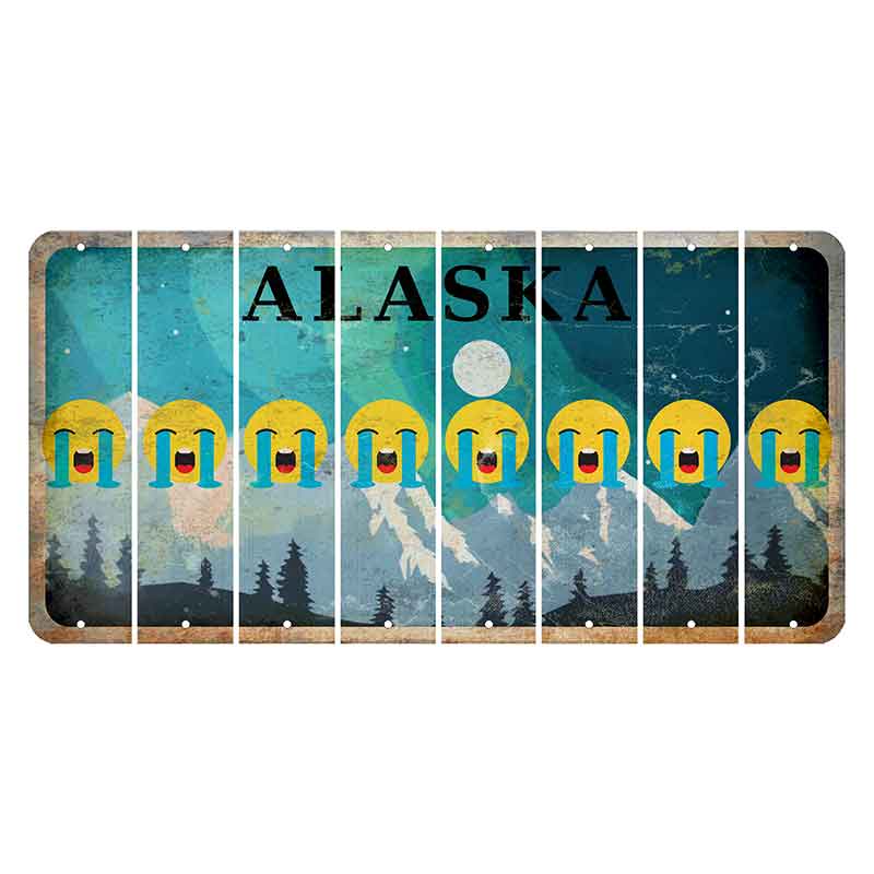 Alaska Northern Lights Cut License Plate Strips (Set of 8) Emoji - Crying