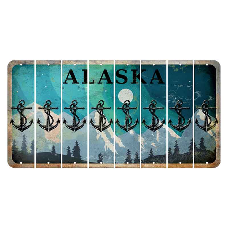 Alaska Northern Lights Cut License Plate Strips (Set of 8) Boat Anchor