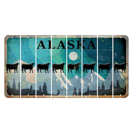 Alaska Northern Lights Cut License Plate Strips (Set of 8)