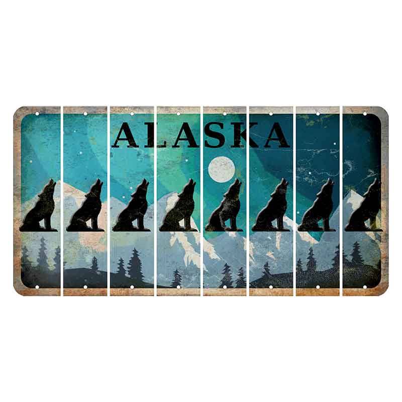 Alaska Northern Lights Cut License Plate Strips (Set of 8)