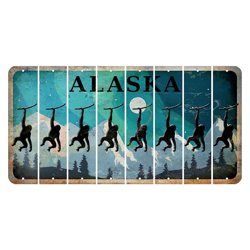Alaska Northern Lights Cut License Plate Strips (Set of 8) Monkey