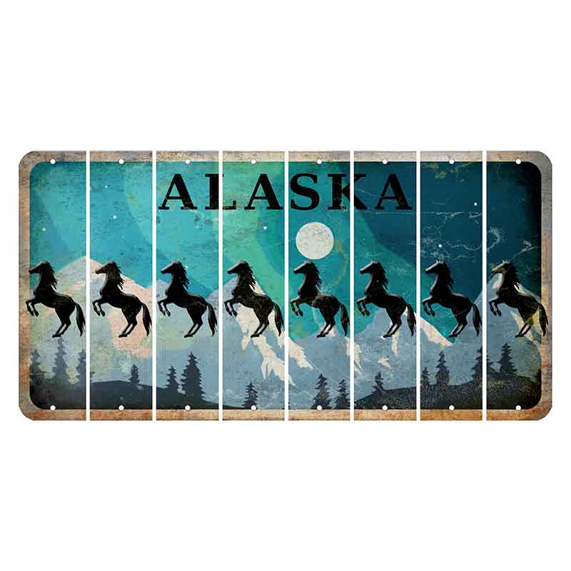 Alaska Northern Lights Cut License Plate Strips (Set of 8) Horse