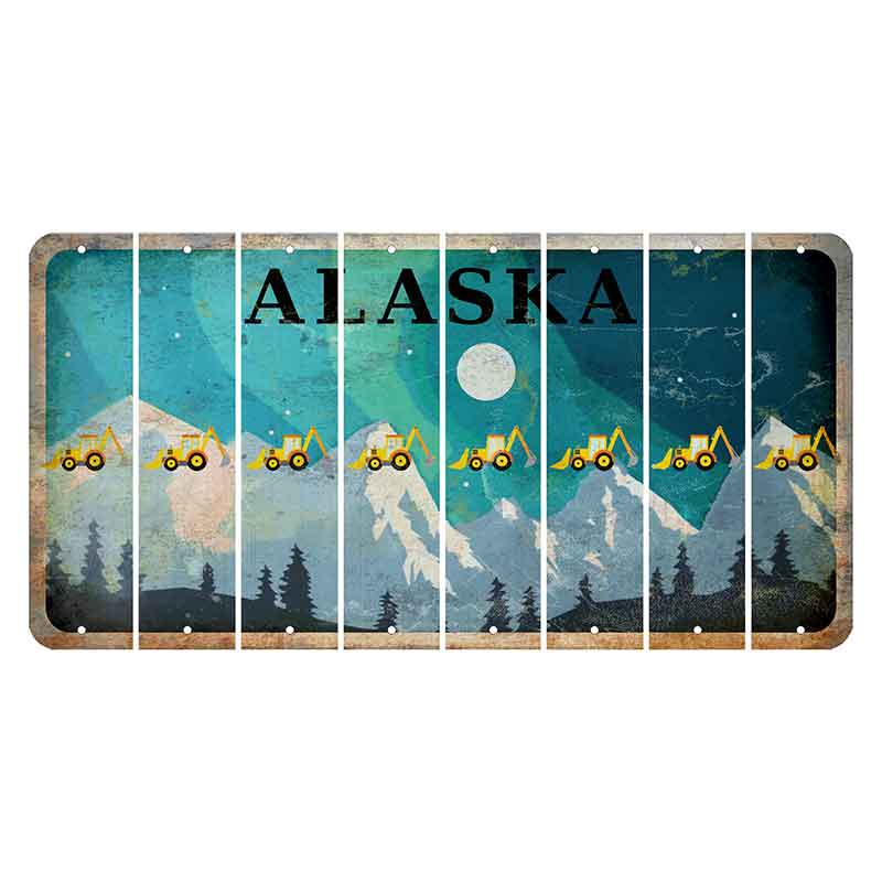 Alaska Northern Lights Cut License Plate Strips (Set of 8) Backhoe