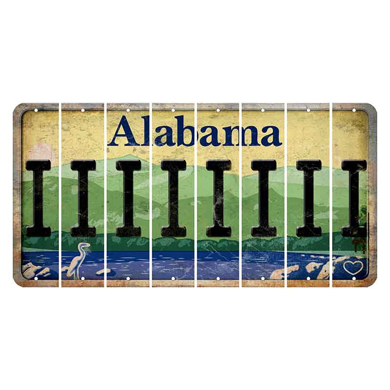 Alabama Lake and Forest Cut License Plate Strips (Set of 8)